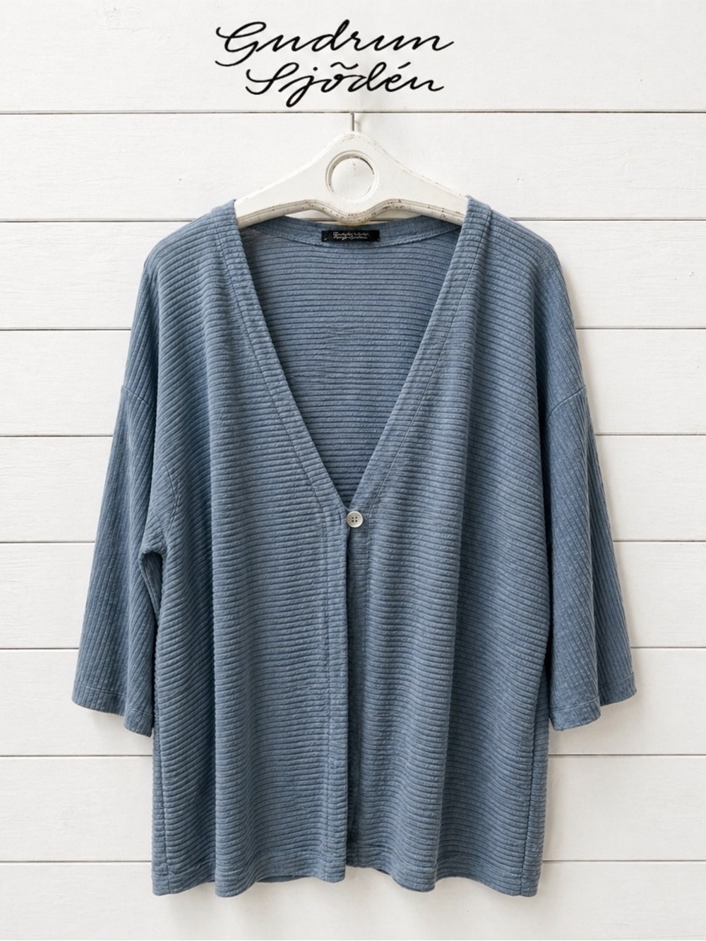 Gudrun Sjödén Blue Textured Knit Tunic/Cardigan – Size M